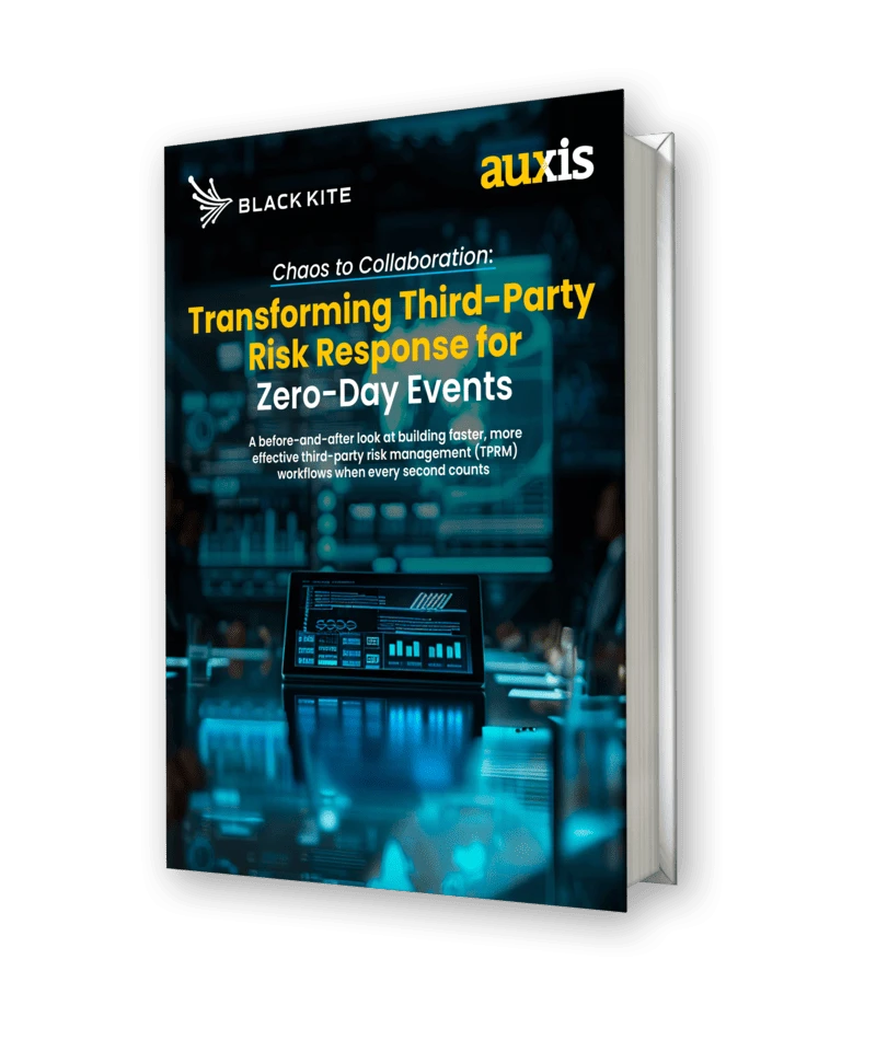 eBook cover Transforming Third Party Risk Response for Zero Day Events by Auxis and Black Kite