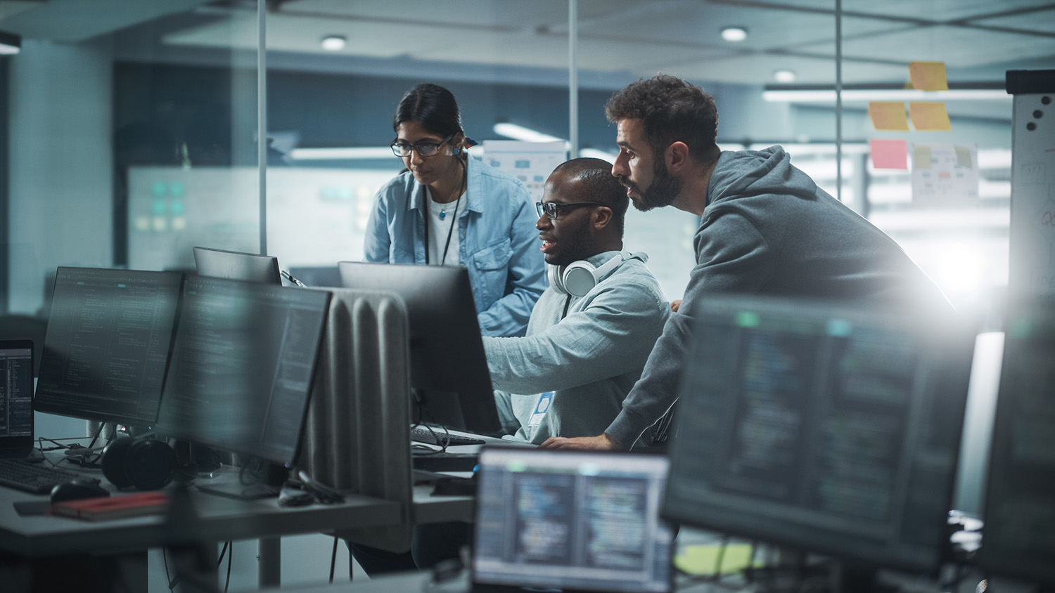 Abstract AI network visualizing hyperautomation solutions for business process efficiency