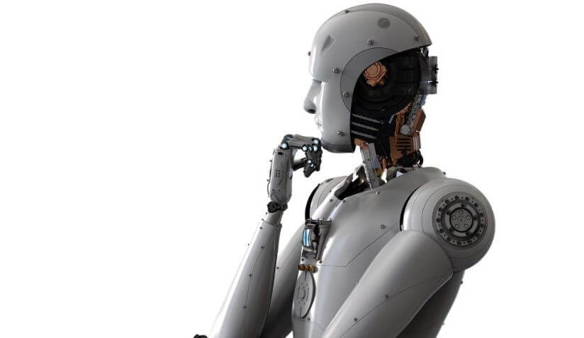 Humanoid robot reflecting on robotic process automation strategy