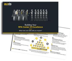 RPA Center of Excellence guide showing robot human team structure and roles
