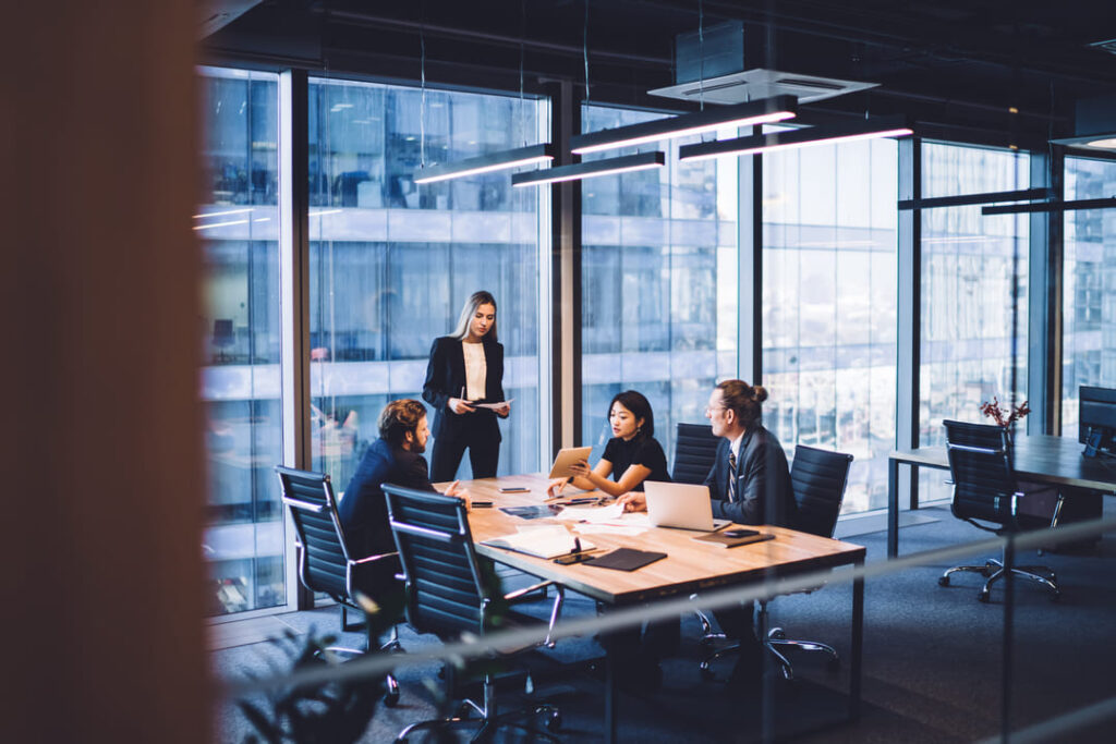 Professional team working together in office