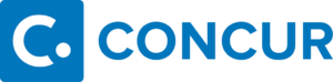 Concur logo in blue, representing expense management and financial solutions for accounts payable services.