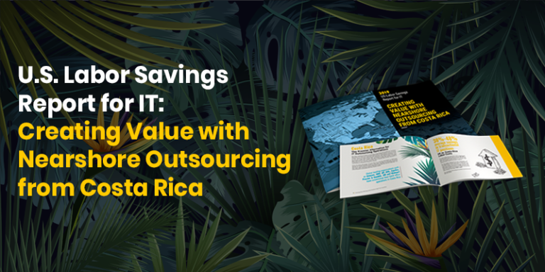 Preview of the US IT Outsourcing Cost Savings Report with green leaves in the background