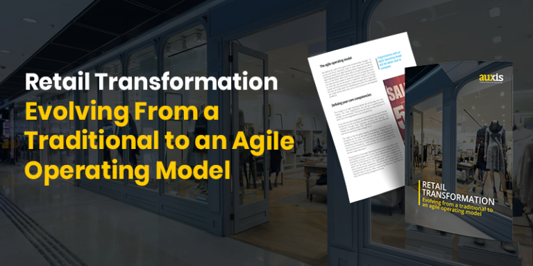 Retail transformation graphic illustrating the shift from traditional to agile operating models in the retail sector