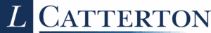 L Catterton logo featuring elegant typography in blue and white, representing a prominent investment firm.
