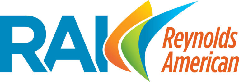Reynolds American logo featuring the acronym RAI in blue, with colorful abstract shapes representing the brand's identity.
