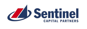 Sentinel Capital Partners logo featuring a stylized sail in red and blue, representing investment and financial services.