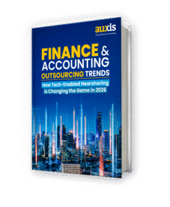 Finance and accounting outsourcing trends highlighted in a tech savvy 2026 report with a vibrant city skyline backdrop