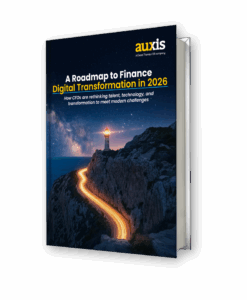 A roadmap detailing digital transformation strategies for finance leaders featuring a lighthouse guiding through modern challenges