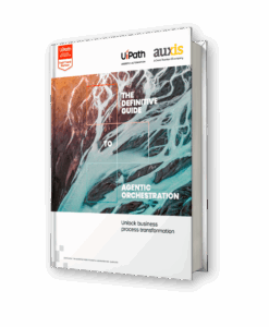 Comprehensive guide on agentic orchestration for business process transformation featuring a dynamic cover design