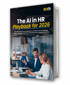 HR professionals discussing AI strategies in a modern office setting highlighting collaboration and future ready HR solutions