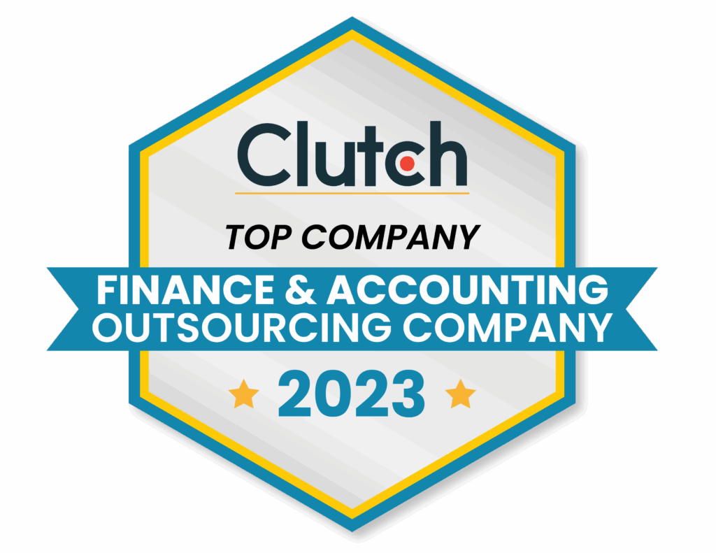 Clutchaposs 2023 badge recognizing a top company in finance and accounting outsourcing services