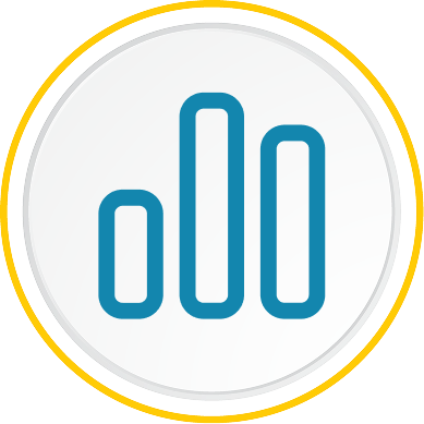 Bar graph icon representing data analysis trends and performance metrics in a clean simple design