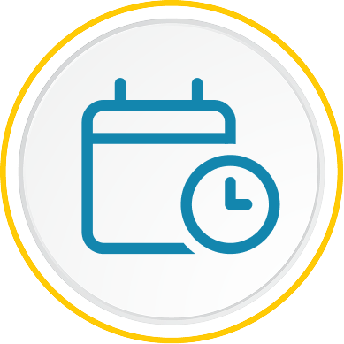A calendar icon with a clock symbolizing time management and scheduling for effective planning