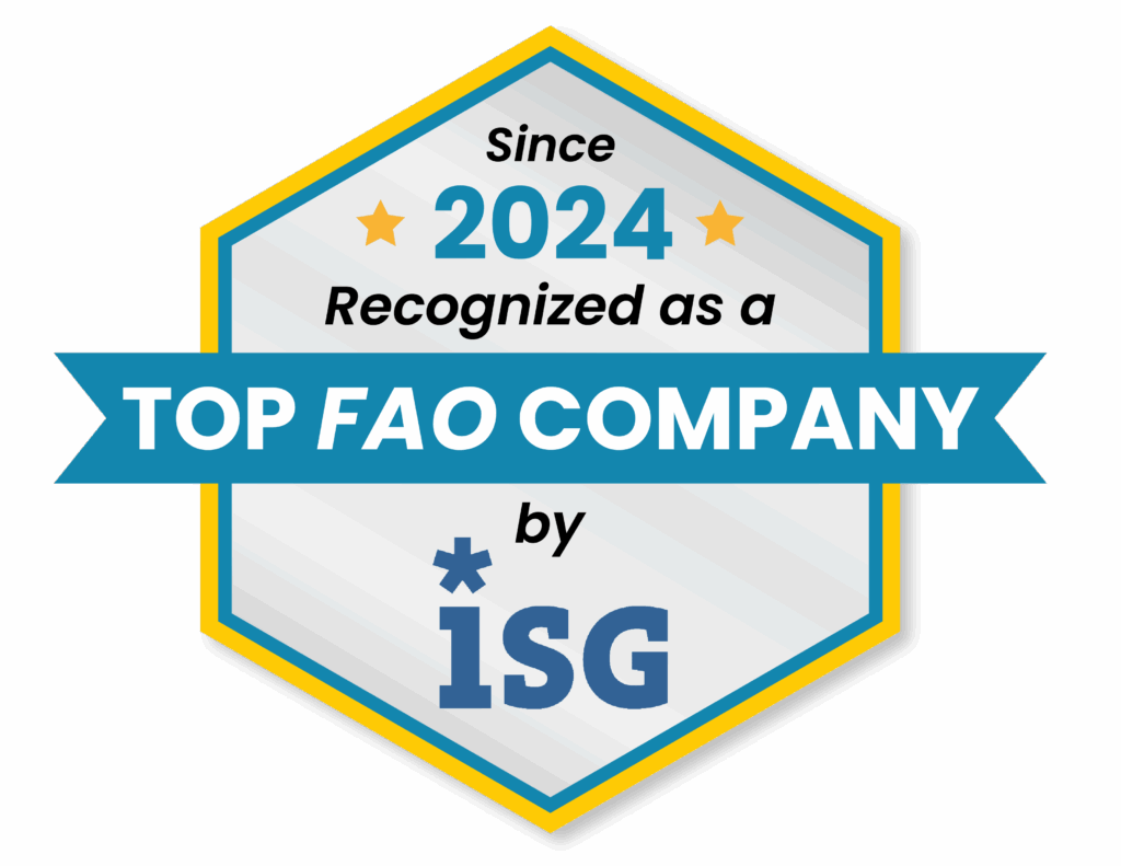 Award badge highlighting recognition as a top FAO company by ISG since 2024 emphasizing industry excellence