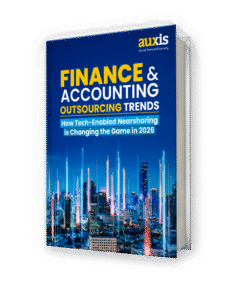 Finance and accounting outsourcing trends highlighted in a tech savvy 2026 report with a vibrant city skyline backdrop