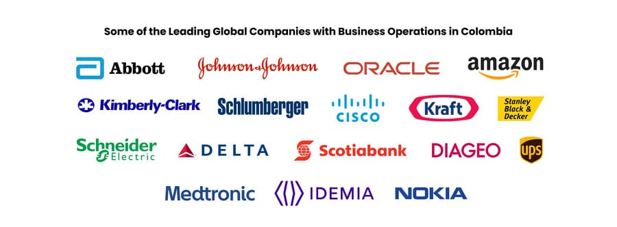 Global companies like Amazon Oracle and Johnson  Johnson have business operations in Colombia