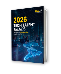Insights on IT outsourcing in Latin America showcased in 2026 Tech Talent Trends report with a digital map illustration