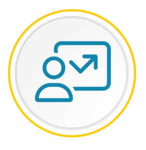 Icon representing a professional analyzing growth trends relevant for exploring nearshore cities in Colombia