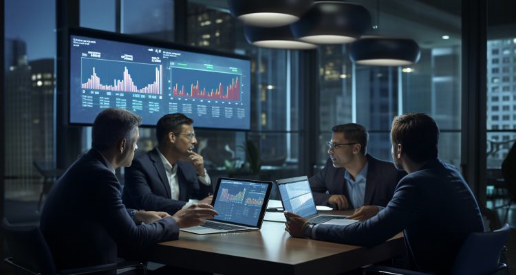 a conference room setting where diverse professionals engage in