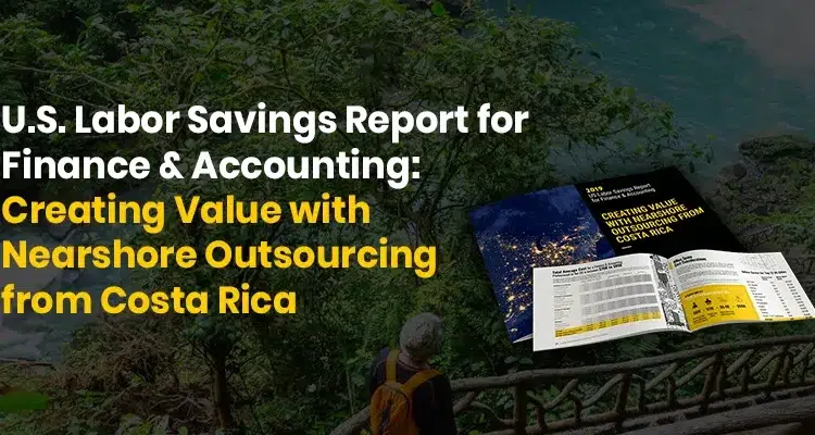 Preview of Auxis’ US Finance Outsourcing Cost Savings Report from Costa Rica with trees in the background.