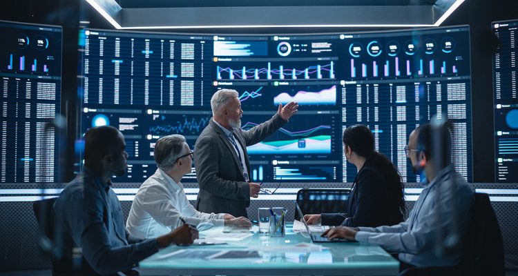 Senior Manager Holding a Financial Results Meeting with a Group