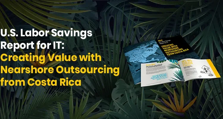 Preview of the US IT Outsourcing Cost Savings Report with green leaves in the background.