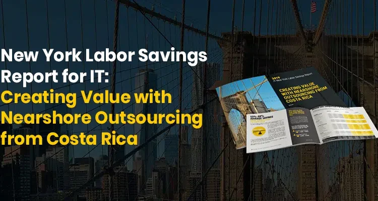 Preview of the NY IT Labor Cost Savings Report with a bridge in the background.